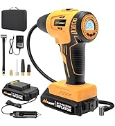 Nilight Cordless Tire Inflator Air Compressor Dual Power Supply 20V Rechargeable Battery Powered ...
