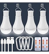 USB Rechargeable Light Bulb with Remote and Timer, Battery Backup Emergency Light Bulbs for Home ...
