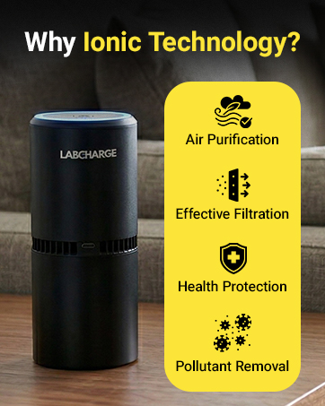 Lab Charge Small Ionic Air Purifier for Home & Bedroom