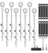 Ground Anchors Screw in, 8 Pack Swing Sets Anchors Heavy Duty Tent Stakes Trampoline Anchors, 15"...