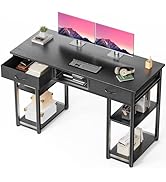 DUMOS 48" Small Computer Home Office Desk for Bedroom with Drawers, Gaming Writing Study Table wi...
