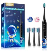 Kids Electric Toothbrush Rechargeable Age 3-5-6-12-18 Year Old, Sonic Toothbrush Kids with Timer ...