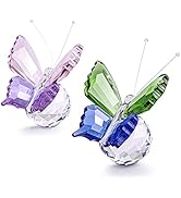 H&amp;D HYALINE &amp; DORA 2pcs Handmade K9 Crystal Flying Butterfly with Ball Base Glass Animal Figurine...