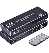 4K HDMI Switch Splitter, 4 in 2 Out HDMI Switch Splitter Support ARC with R/L 3.5mm Audio + Coaxi...