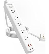 DEPOW Power Strip Surge Protector with 5 AC Outlets(1875W/15A) 4 USB Ports (2 USB C), 5 Ft Ultra ...