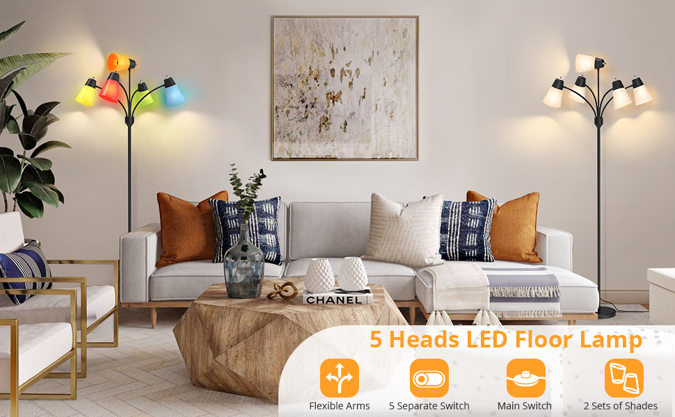 5 head floor lamps