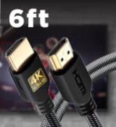 PowerBear 4K HDMI Cable 6 ft [2 Pack] High Speed, Braided Nylon &amp; Gold Connectors, 4K @ 60Hz, Ult...