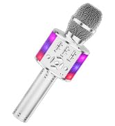 Amazmic Kids Karaoke Microphone Machine Toy Bluetooth Microphone Portable Wireless Karaoke Machin...
