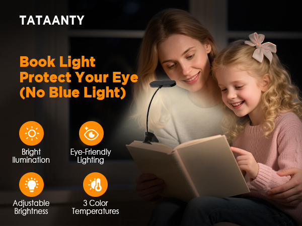 Book Light Protect Your Eye(No Blue Light),Bright llumination?Adjustable Brightness,3 color