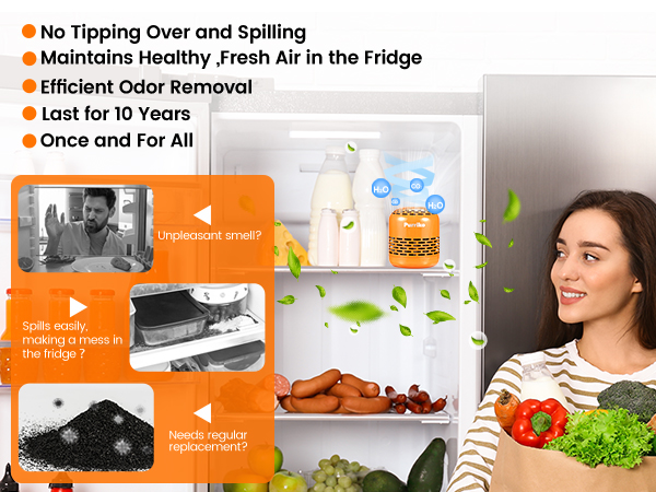 No spilling like baking soda products,no need regular replacement like activate cacoal product.