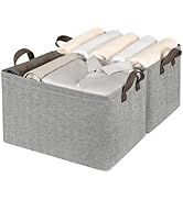 TOPIA HOME Storage Organizer Bins with Metal Frame 2-Pack, 16.54"L x 12"W x 10.24"H, Unique Cotto...