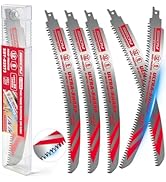 12 Inch Japanese Teeth Reciprocating Saw Blades, 6TPI Arc Edge Wood Pruning Saw Blades Set with S...