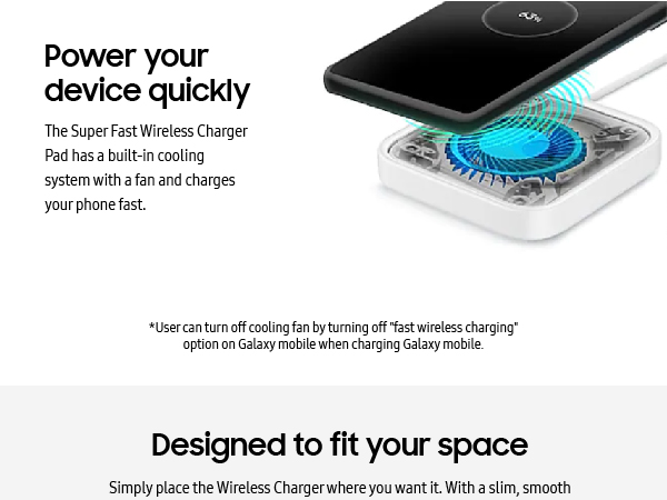 Samsung 15W Single Pad Charger with Travel Adapter Black