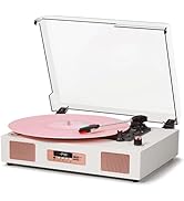 Vinyl Record Player Vintage Wireless Bluetooth Record Player with Stereo Speakers, USB/TF Card Re...