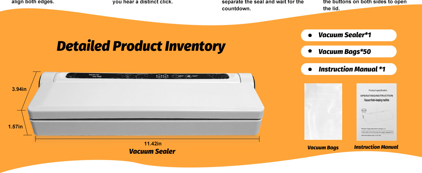 Sealing Machine Dimensions and Associated Components