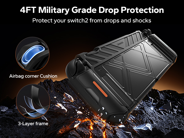 JEMDO Switch 2 Dockable Protective Case, Military-Grade Slim Cover with Shockproof Hard PC Shell