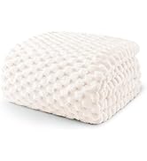 Exclusivo Mezcla Fleece Queen Blanket for Bed, Extra Large Fuzzy Ivory Bed Blankets, Soft Cozy Pl...