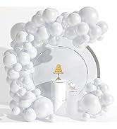 WESTGO 129pcs White Latex Balloons Garland Arch Kit Different Sizes 18 12 10 5 Inch Party Balloon...