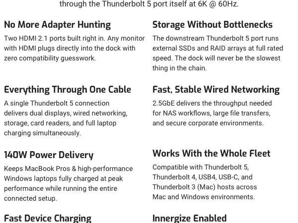 THUNDERBOLT 5 DUAL HDMI DOCK DOCKING STATION USB 4 , TRIPLE DISPLAY, DUAL DISPLAY