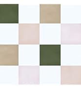 Ismoon Wall Paper Peel and Stick Modern Plaid Wallpaper 17.3" x 78.7" Green and White Mosaic Chec...