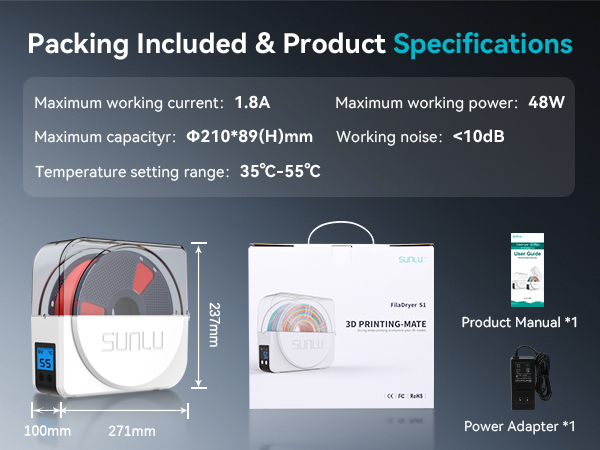 sunlu official filament dryer s1 plus 3d printer filament dryer