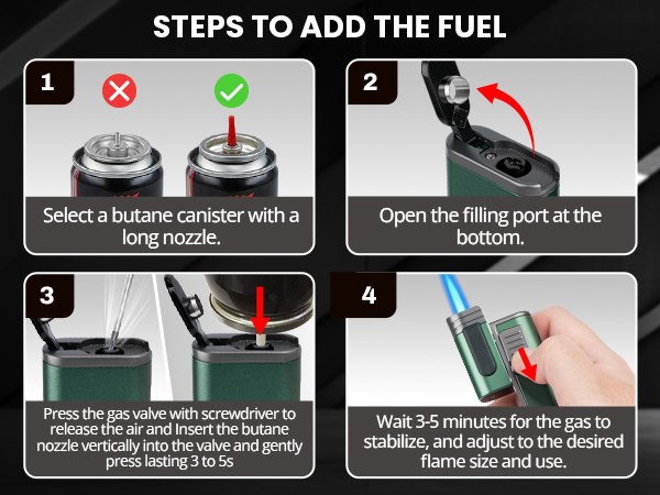 KAMBOLLY Cool Torch Lighter, Refillable Butane Jet Flame Lighters