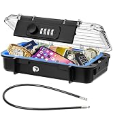 TEUEN Portable Safe Box, Waterproof Anti-Theft Beach Travel Safe Box Combination Security Lockbox...