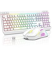 RedThunder K20 Wireless Keyboard and Mouse Combo, Full Size Anti-Ghosting Keyboard with Multimedi...