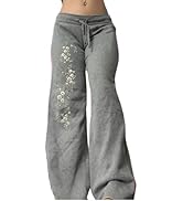 Wide Leg Flare Fold Over Leggings Fairy Grunge Floral 2000s Sweatpants Women Teen Girls Y2k Bell ...