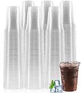 WUHUIXOZ 12 oz PET Plastic Cups, 300 Pack, Clear, Disposable, Durable, Resistant, BPA Free, Recyc...