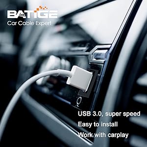BATIGE - SQUARE USB 3.0 CAR MOUNT FLUSH CABLE speed