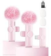 Wireless Microphone for iPhone iPad and Android Phone, 2 Pack Wireless Lavalier Lapel Mic with No...