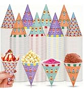 Cididu 400 Pack Snow Cone Cups, 3.7 Oz Paper Water Cups for Shaved Ice, Wax Coated Cone Paper Cup...