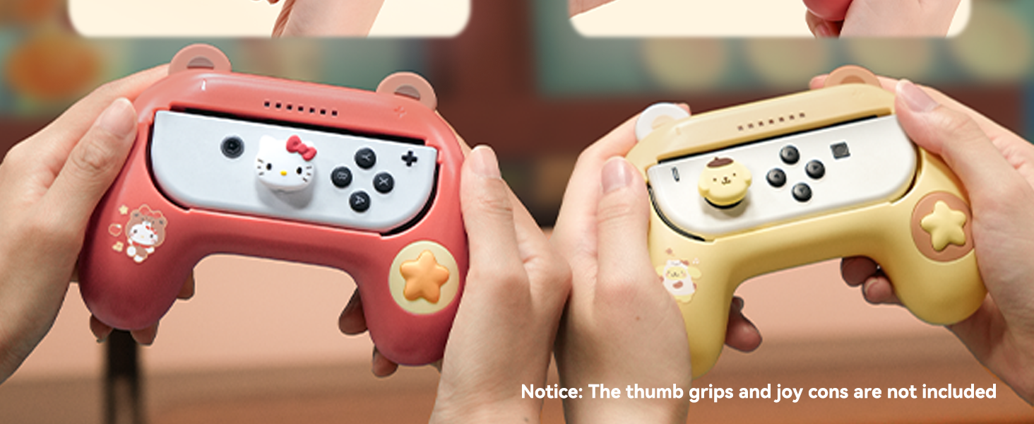 The thumb grips and joy cons are not included