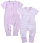 Feidoog Toddler 2 Pack Baby Zipper Rompers Cotton Short Sleeve One Piece Jumpsuit Outfits