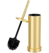 Toilet Brush and Holder Set: 304 Stainless Steel Brushed Gold Toilet Bowl Brush and Holder with R...