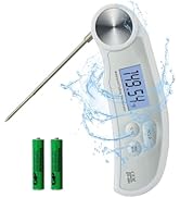 CEM Waterproof Digital Meat Thermometer 5.9" for Grilling with Ambidextrous Backlit & Thermocoupl...
