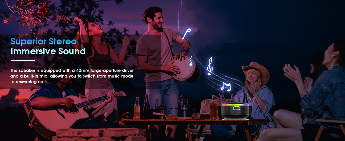 Text reads 'Immersive Sound'. Dark atmospheric promotional image with purple lighting effects and audio equipment silhouettes.