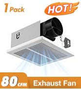Amico Bathroom Exhaust Fan, 1.0 Sones, 80 CFM, Low Noise, Easy to Install, Ceiling Mounted Retrof...