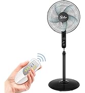 Simple Deluxe Oscillating 16? Adjustable 3 Speed Pedestal Stand Fan with Remote Control for Indoo...