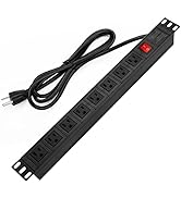 BTU Power Strip Surge Protector Rack-Mount PDU, 8 Right Angle Outlets Wide-Spaced, Mountable Powe...