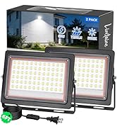 2 Pack 60W LED Flood Lights Outdoor, IP66 Waterproof 7200LM Plug in Work Light with 6FT Long Cord...