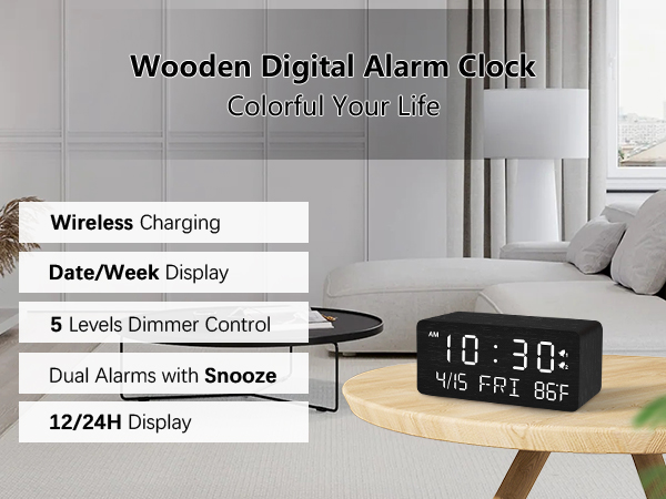 wooden digital clock