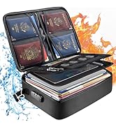 BALEINE Fireproof Document Box with Lock, Portable Fireproof Document Bag Waterproof Fire Proof F...