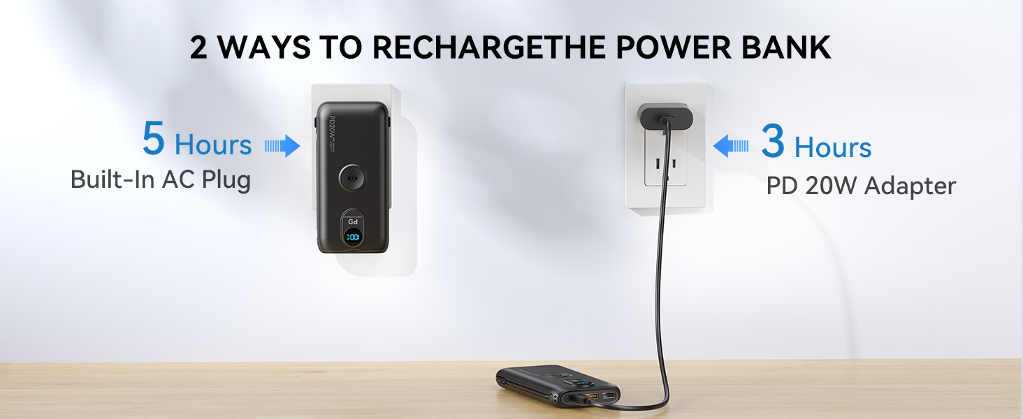 Built-in plug battery pack, easy to charge at hotel or airport.