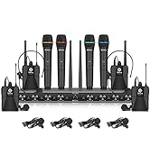 D Debra Audio AU800 Pro UHF 8 Channel Wireless Microphone System with Cordless Handheld Lavalier ...