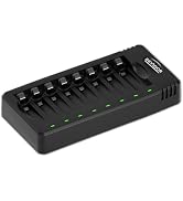 BEVIGOR 8 Bay AA AAA Battery Charger,Independent Slot Charger with LED Light, USB High Speed Char...
