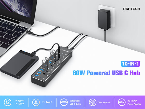 10-port usb c hub splitter