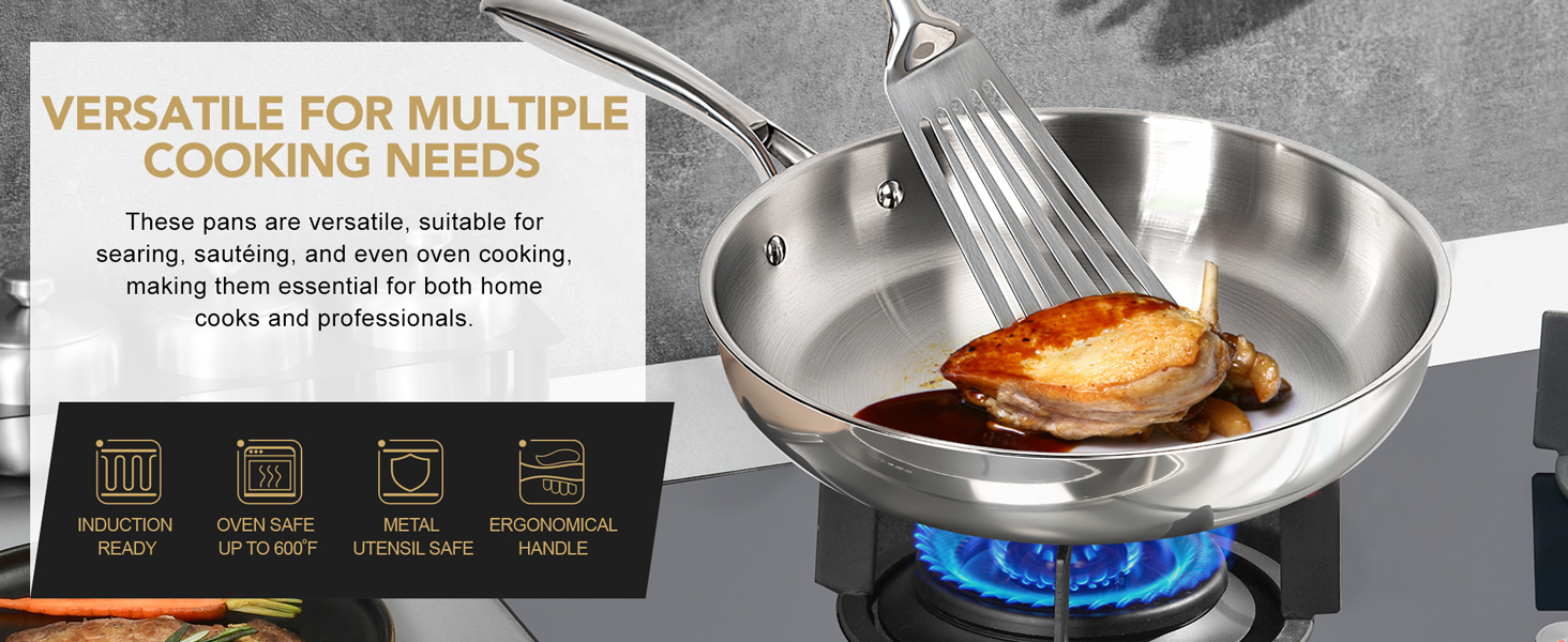 Stainless Steel Frying Pan Set