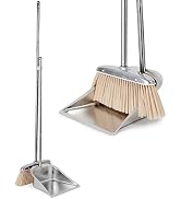 VOOWO Broom and Dustpan Set for Home, Stainless Steel Broom and Dustpan Set with Long Handle, Hea...